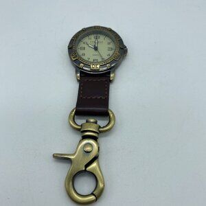 Coleman Quartz Pocket Watch Men Bronze Tone Snap-On Open Face Analog 40-341